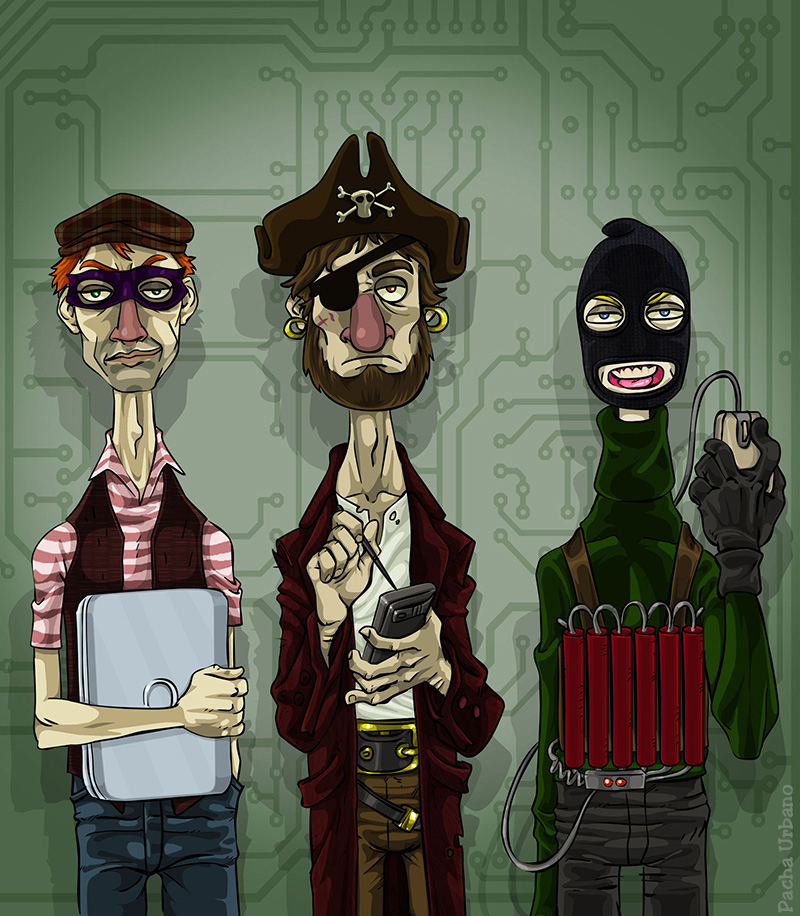 Hackers - ilustração como exercício para capa de revista.