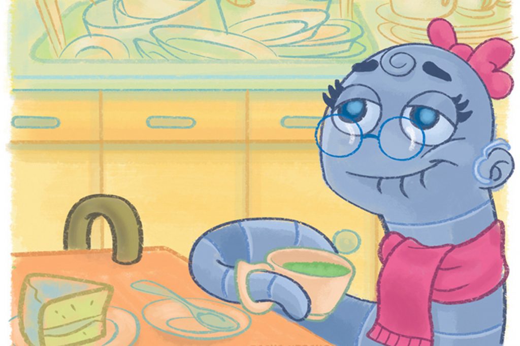 Nhoca e Miga - ilustração para o livro infantil A Minhoca Nhoca e a Formiga Miga, de Cezar Braga Said.